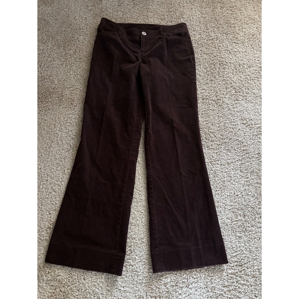 Lilly Pulitzer Women Brown Corduroy Flare Leg Pants Size 10 Mid Rise Stretch